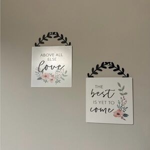Floral Wall Decor Set with Inspirational Quotes